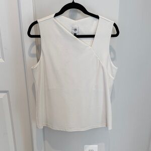 CAbi Ivory Asymmetrical Sleeveless Top